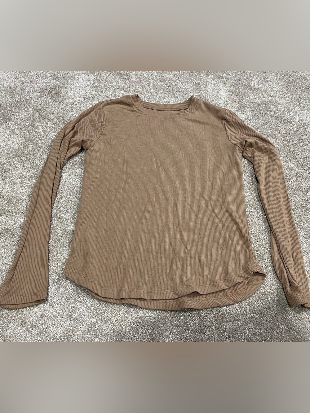 Truth women’s Ribbed Long Sleeve Tee in Tan Brown